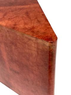 Aldo Tura Aldo Tura Red Lacquered Triangular Goatskin Coffee Table Italy 1960 - 3153284