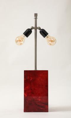 Aldo Tura Aldo Tura Red Parchment Nickel Table Lamp Italy 1950s signed - 4145013