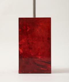 Aldo Tura Aldo Tura Red Parchment Nickel Table Lamp Italy 1950s signed - 4145015