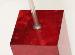 Aldo Tura Aldo Tura Red Parchment Nickel Table Lamp Italy 1950s signed - 4145019