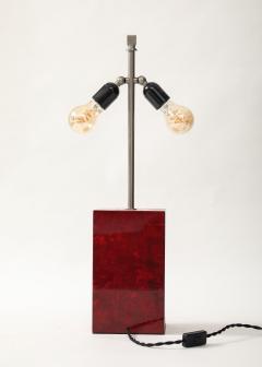 Aldo Tura Aldo Tura Red Parchment Nickel Table Lamp Italy 1950s signed - 4145021