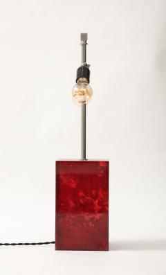 Aldo Tura Aldo Tura Red Parchment Nickel Table Lamp Italy 1950s signed - 4145023