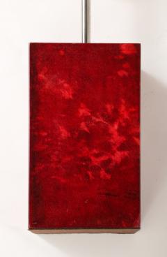 Aldo Tura Aldo Tura Red Parchment Nickel Table Lamp Italy 1950s signed - 4145024