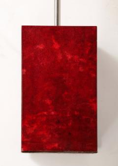 Aldo Tura Aldo Tura Red Parchment Nickel Table Lamp Italy 1950s signed - 4145026