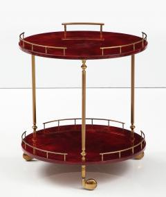 Aldo Tura Aldo Tura Ruby Red Goatskin Bar Cart - 2855396