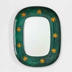 Aldo Tura Aldo Tura Wall Mirror with Resin Coat Wood and Paper Motifs 50s - 2998759