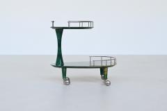 Aldo Tura Aldo Tura bar cart trolley in green goatskin Italy 1950 - 3856988