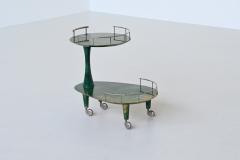 Aldo Tura Aldo Tura bar cart trolley in green goatskin Italy 1950 - 3856990