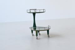 Aldo Tura Aldo Tura bar cart trolley in green goatskin Italy 1950 - 3856991