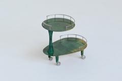 Aldo Tura Aldo Tura bar cart trolley in green goatskin Italy 1950 - 3856992