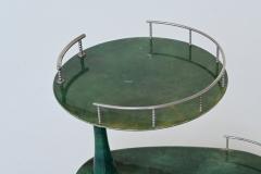 Aldo Tura Aldo Tura bar cart trolley in green goatskin Italy 1950 - 3856994