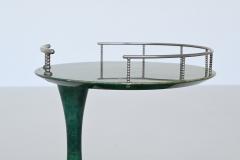 Aldo Tura Aldo Tura bar cart trolley in green goatskin Italy 1950 - 3856996