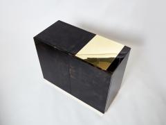 Aldo Tura Aldo Tura brown goatskin parchment brass cabinet bar 1960s - 3082046