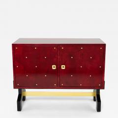 Aldo Tura Aldo Tura red goatskin parchment brass cabinet bar 1960s - 3002242