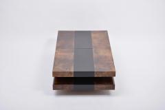 Aldo Tura Brown Italian Two Tiered Sliding Coffee Table with Hidden Bar by Aldo Tura - 1951394