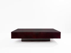 Aldo Tura Burgundy red goatskin parchment coffee table by Aldo Tura 1960s - 4086885