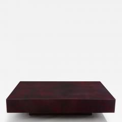 Aldo Tura Burgundy red goatskin parchment coffee table by Aldo Tura 1960s - 4087871