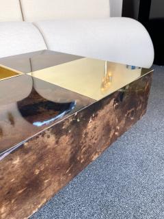 Aldo Tura Coffee Table Bar Lacquered Goatskin and Brass by Aldo Tura Italy 1970s - 1948302