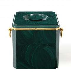 Aldo Tura Faux Malachite Ice Bucket with Brass Rings by Aldo Tura - 3873780