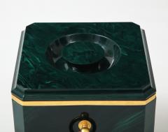 Aldo Tura Faux Malachite Ice Bucket with Brass Rings by Aldo Tura - 3873781