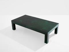 Aldo Tura Forest green goatskin parchment coffee table by Aldo Tura 1960s - 4095235