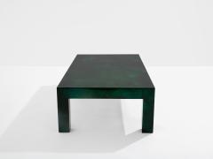 Aldo Tura Forest green goatskin parchment coffee table by Aldo Tura 1960s - 4095239