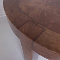 Aldo Tura Goatskin Wrapped Intimate Round Dining Table Caramel Brown after Aldo Tura ITALY - 2113000