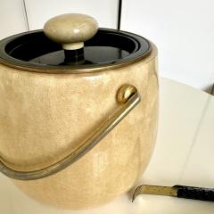 Aldo Tura Goatsking Ice Bucket and Tongs Italy  - 4731702