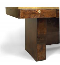 Aldo Tura Italian 1940 1950s Parchment Veneer Desk - 723654