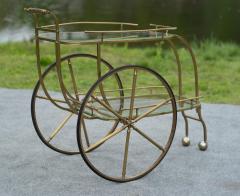 Aldo Tura Italian Hollywood Regency Style Brass and Glass Two Tier Bar Cart or Trolley - 4157998