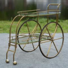 Aldo Tura Italian Hollywood Regency Style Brass and Glass Two Tier Bar Cart or Trolley - 4158013