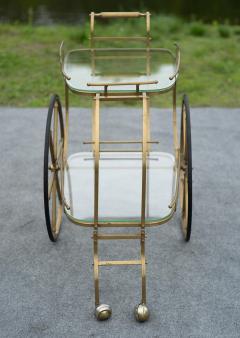 Aldo Tura Italian Hollywood Regency Style Brass and Glass Two Tier Bar Cart or Trolley - 4158019