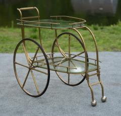 Aldo Tura Italian Hollywood Regency Style Brass and Glass Two Tier Bar Cart or Trolley - 4158020