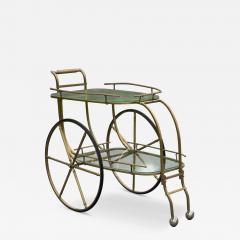 Aldo Tura Italian Hollywood Regency Style Brass and Glass Two Tier Bar Cart or Trolley - 4160418
