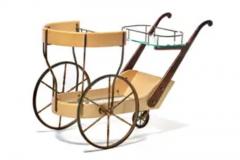 Aldo Tura Italian Mid Century Modern Ivory Cream Goatskin Bar Cart by Aldo Tura c 1965 - 3928467