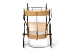 Aldo Tura Italian Mid Century Modern Ivory Cream Goatskin Bar Cart by Aldo Tura c 1965 - 3928469