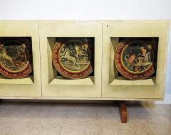 Aldo Tura Italian Modern Parchment Palisander and Trompe Loeil Credenza Aldo Tura - 4692265
