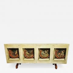 Aldo Tura Italian Modern Parchment Palisander and Trompe Loeil Credenza Aldo Tura - 4710530