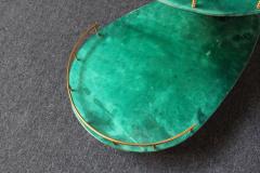 Aldo Tura Italian Modernist Malachite Green Goatskin and Brass Bar Cart by Aldo Tura - 2665382