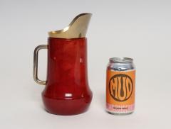 Aldo Tura Italian Modernist Pitcher in Brass and Dyed Red Goatskin by Aldo Tura - 4610922
