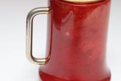 Aldo Tura Italian Modernist Pitcher in Brass and Dyed Red Goatskin by Aldo Tura - 4610923
