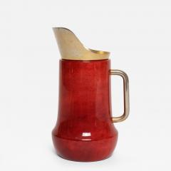 Aldo Tura Italian Modernist Pitcher in Brass and Dyed Red Goatskin by Aldo Tura - 4614154