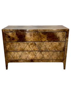 Aldo Tura Lacquered Goatskin w brass Inlay 3 Drawer Dresser Italy 1970 - 4217018