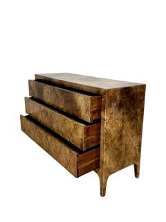 Aldo Tura Lacquered Goatskin w brass Inlay 3 Drawer Dresser Italy 1970 - 4217021