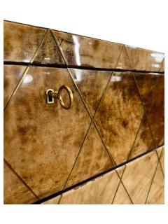 Aldo Tura Lacquered Goatskin w brass Inlay 3 Drawer Dresser Italy 1970 - 4217023