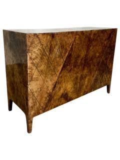 Aldo Tura Lacquered Goatskin w brass Inlay 3 Drawer Dresser Italy 1970 - 4217026