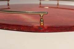 Aldo Tura Large Italian Modernist Round Tray in Brass and Dyed Red Goatskin by Aldo Tura - 4816645