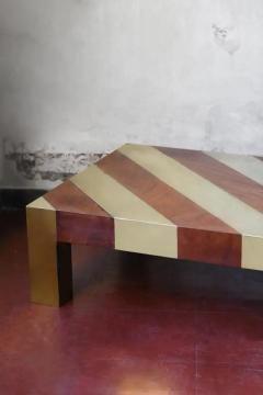 Aldo Tura Large living room table in briar and brass Italy 1970 - 3548394