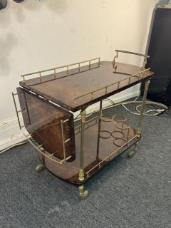 Aldo Tura MID CENTURY ALDO TURA TONES OF BROWN GOATSKIN AND BRASS BAR CART - 3729385