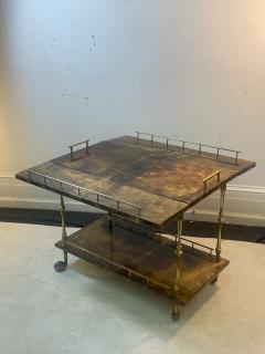 Aldo Tura MID CENTURY GOATSKIN BAR CART AND ICE BUCKET BY ALDO TURA - 2547539